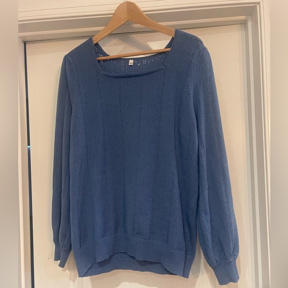 Sweaters - Elegant Blue Crew Neck Sweater